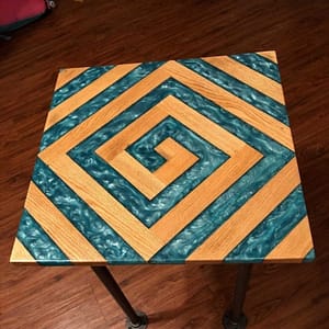 Blue Epoxy Wooden Square Resin Table Top For Handmade And Home Decor Living Room