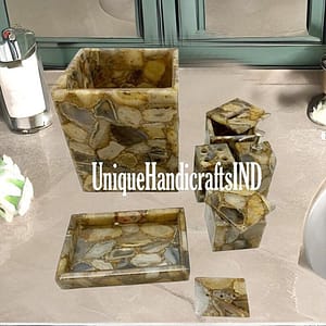 Buy Natural Agate Bathroom Set of 5 pcs For Bathroom Decor