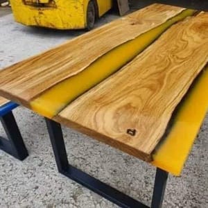 Yellow Epoxy Table Top dining center table top Epoxy Acacia Wooden Table For Home Decor