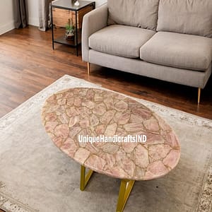 Rose Quartz Dinning Table For Modern Handmade Home Décor Furniture