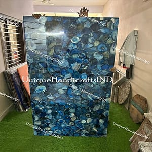 Blue Agate Kitchen Countertop Slab Handmade Furniture For Home Decor