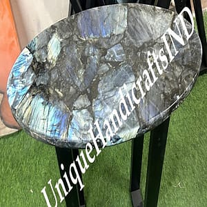Labradorite Agate Table Top Handmade Mosaic Stone Oval Furniture