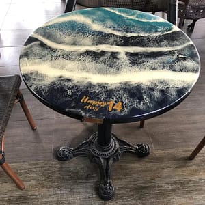 Round blue Resin River Epoxy Table Top Handmade Furniture For Home Decor