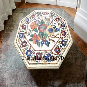 Marble Inlay Coffee Table Top With Carnelian and lapis Floral Inlay Arts Office Décor Furniture