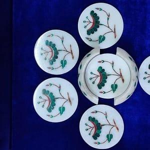 Marble Coaster Sets For Handmade Inlay Pietra Dura Art Christmas Gift For Her