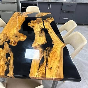Black Epoxy Resin River Table Top For Handmade and Home Decor