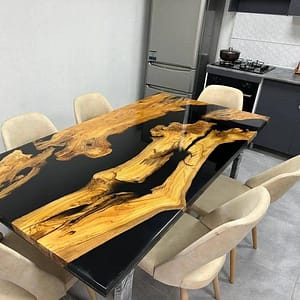 Black Epoxy Resin River Table Top For Handmade and Home Decor