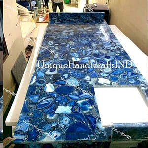 Blue Agate Geode Countertop Slabs For Coffee & Dining tables for Kitchen Décor Furniture
