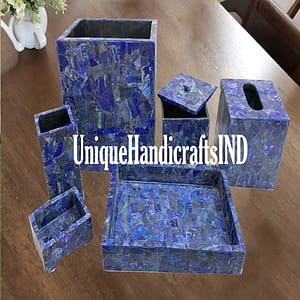 Buy Marble 7 Pcs Bathroom Sets lapis Lazuli Handmade Bathroom Décor Furniture
