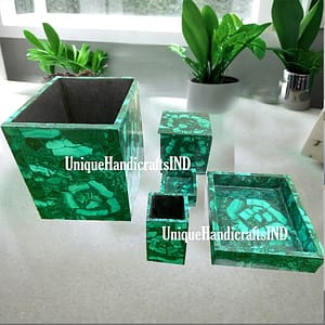 Natural Green Malachite Bathroom Set For Modern Handmade Bathroom Furniture