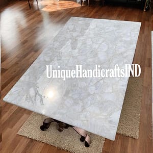 Buy Crystal Table White Quartz Stone Dinning Table For Modern Handmade Furniture