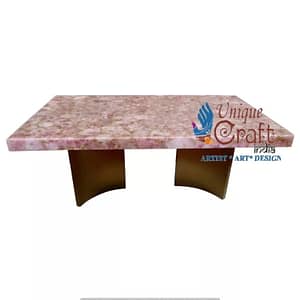 Natural Pink Crystal Stone Table For Kitchen & Office Desk