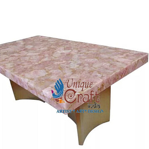 Natural Pink Crystal Stone Table For Kitchen & Office Desk
