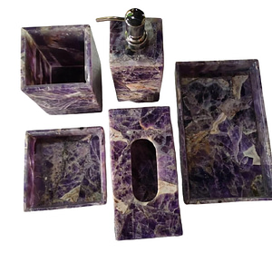 Buy Bring Natural Agate Amethyst Stone Bathroom Sets of 5 Pices in USA Beauty into Your Home