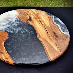 Buy Epoxy Round River Blue Table Top For Handmade Furniture For Home Decor