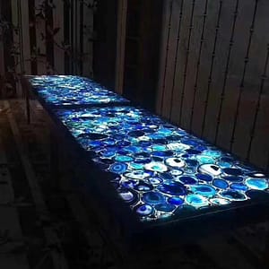 Natural Blue Agate Table Top Slab Handmade Agate Stone Kitchen Countertop
