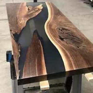 Buy Black Epoxy Office Counter Table Top For Handmade Furniture For Interior
