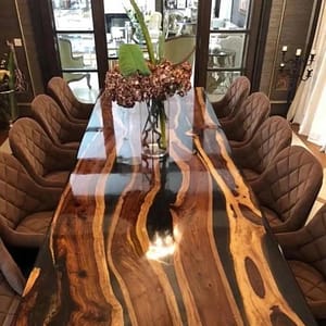 Black Epoxy Dining Table Top For Handmade Furniture Office And Home Decor