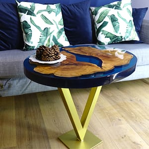 Blue Epoxy Round Table Top Handmade Home Decor Furniture