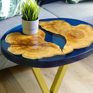 Blue Epoxy Round Table Top Handmade Home Decor Furniture