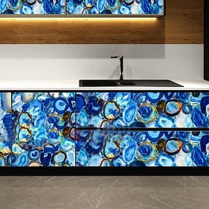 Blue Agate Kitchen Countertop Slab Handmade Furniture For Home Decor