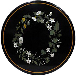 Black Marble Inlay Coffee Table Top Personalized Gift For Her