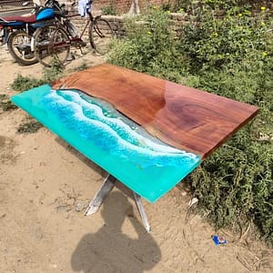 Blue Resin River Epoxy Table Top For Handmade Sofa Center Home Decor
