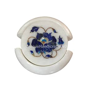 Semi Precious White Marble Coasters With New Look design For Home Decor