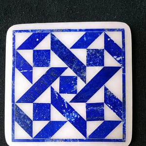 White Marble Tea Coasters Unique Stone Inlay Art For Housewarming Gifts For Him