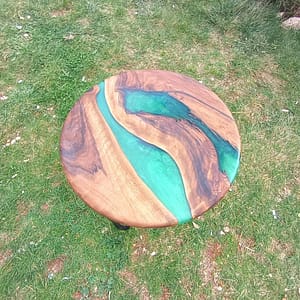 Epoxy Green Round live edge table For Dining Room Décor Furniture