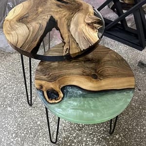 Round Epoxy Resin Table Natural Wooden Art For Home Decor