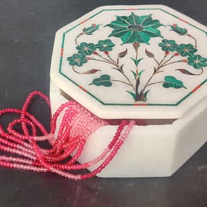 Marble Jewelry Box Handmade Semi Precious Inlay Stone Arts