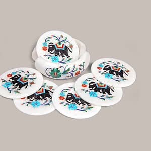 White Marble Cup Coasters Set For Thanksgiving Gifts