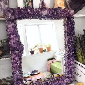 Wall Mirror Handmade Purple Agate Stone Exclusive Mirrors for Living Room Decor