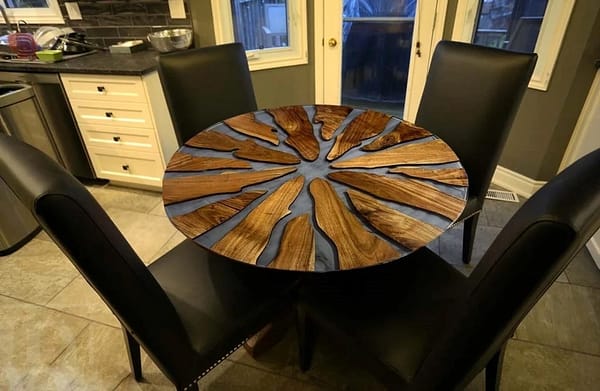 Epoxy Round Table Top, Center Table Epoxy Resin River Table, Natural Wood Table