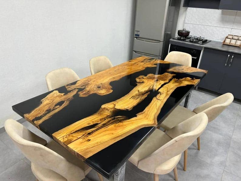  HARIOMHANDICRAFTEXPORT Black Epoxy Resin Table Top, Loved Ones  Gifts, Handmade Table top, Art Decor Table : Handmade Products
